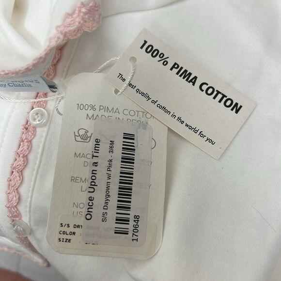 Squiggles by Charlie White and pink Pima Cotton short sleeve day gown 3-6 m NWT - Picture 9 of 13